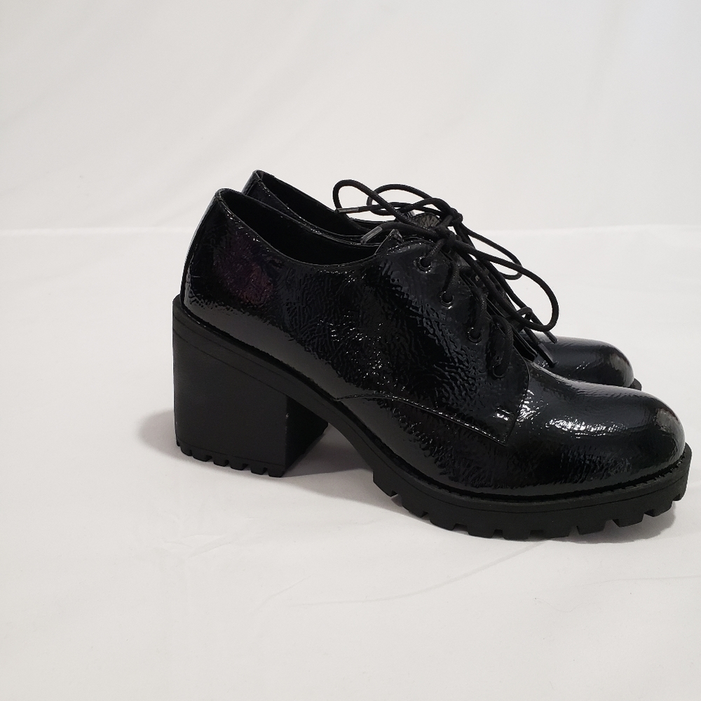 Dirty Laundry Y2K Black Patent Leather Chunky Heel